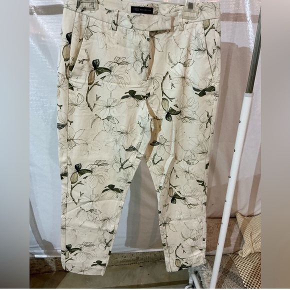 Marks & Spencer Pants - Marks & Spencer floral Cream and Black Chinos for Effortless Style